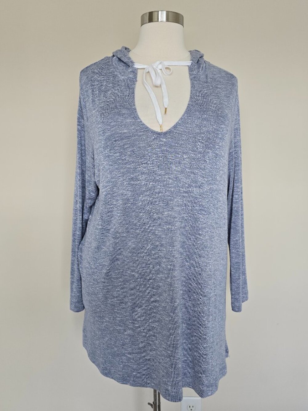 La Blanca Size 2X Light Blue Heathered Long Sleeve Hooded Swimsuit Swim Cover Up